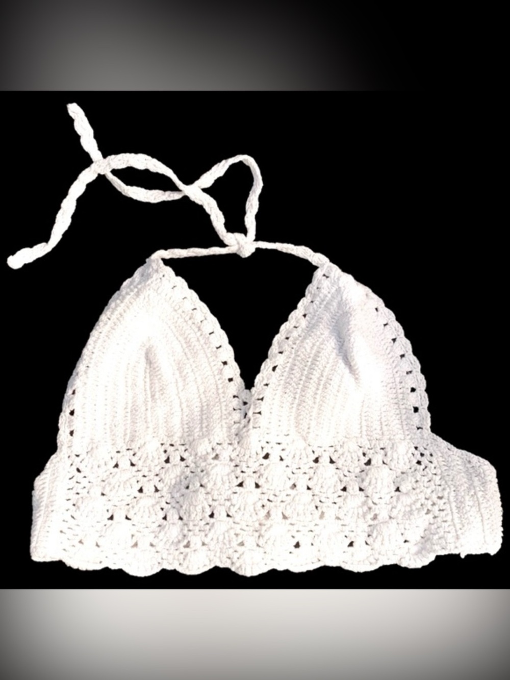 Lakhays White Crocheted Halter Top